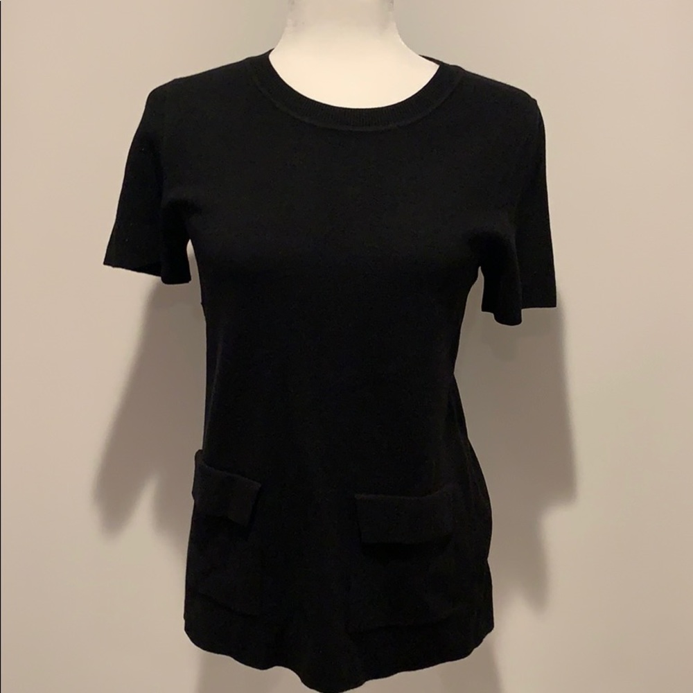 Shirt sleeve pocket front sweater